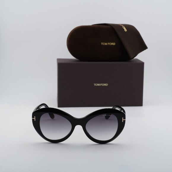 Tom Ford Guinevere FT1084 01B Cat Eye Sunglasses - Black/Smoke
